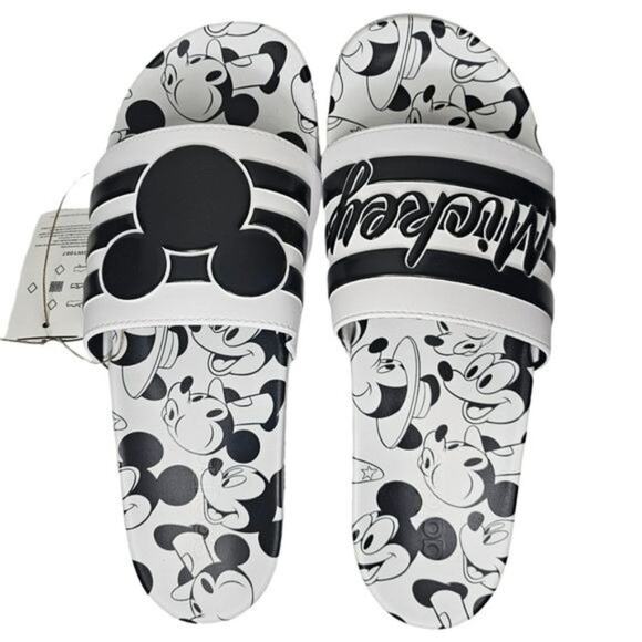 NWT Adidas Slides Mens Size 12 Disney Mickey Mouse Adilette Comfort Black White main image 8